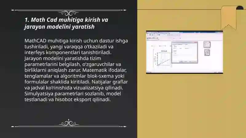 Math Cad dasturida jarayonlar modellari 3