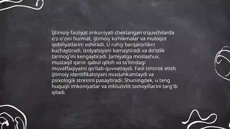 Imkoniyati cheklangan o’quvchilarni ijtimoiy faoliyatga jalb etish shakllari 3