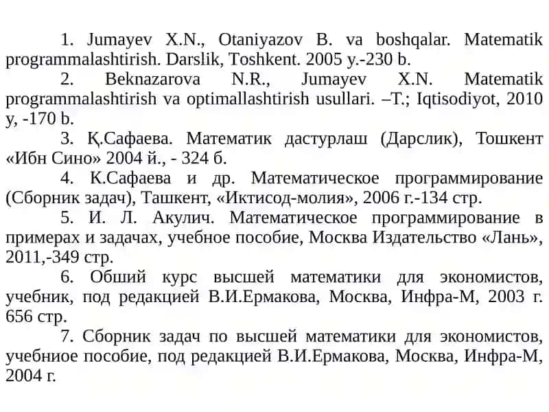 Математик дастурлаш фанига кириш 3