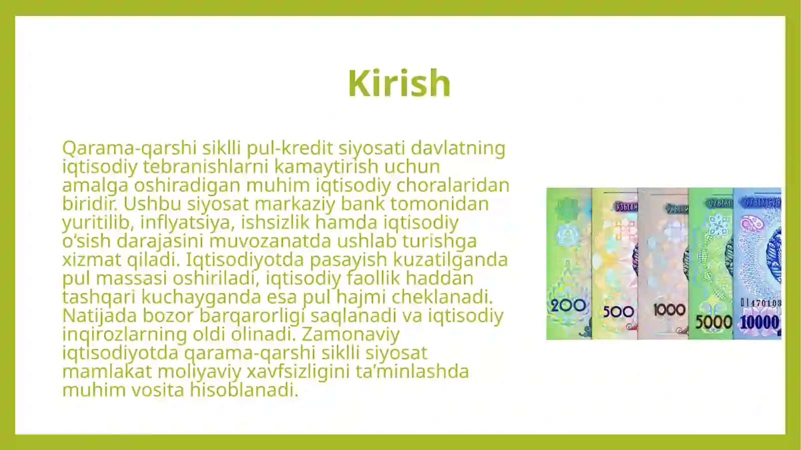 Qarama-qarshi siklli pul-kredit siyosati. 3