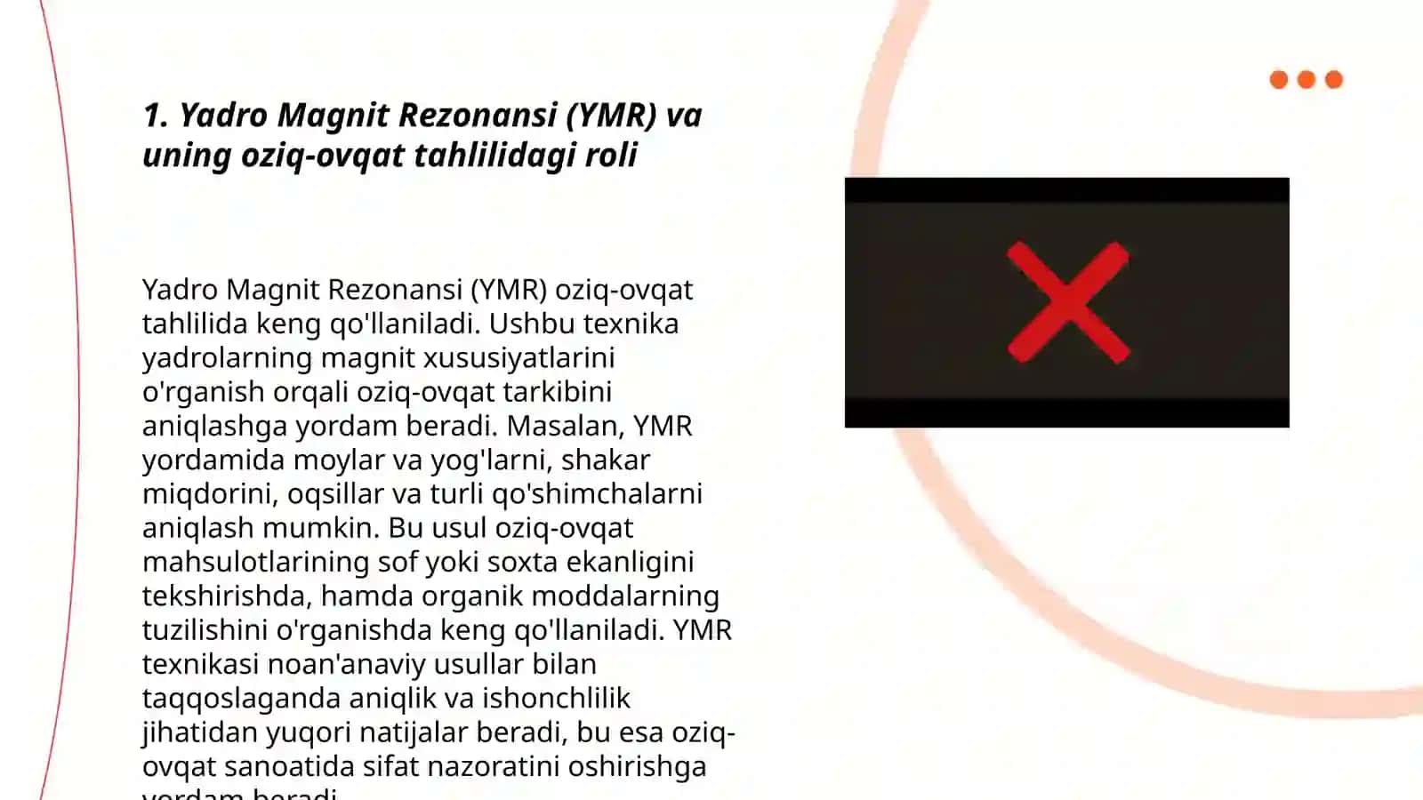 Yadro Magnit Rezonansi (YMR) va uning oziq-ovqat tahlilidagi roli 3