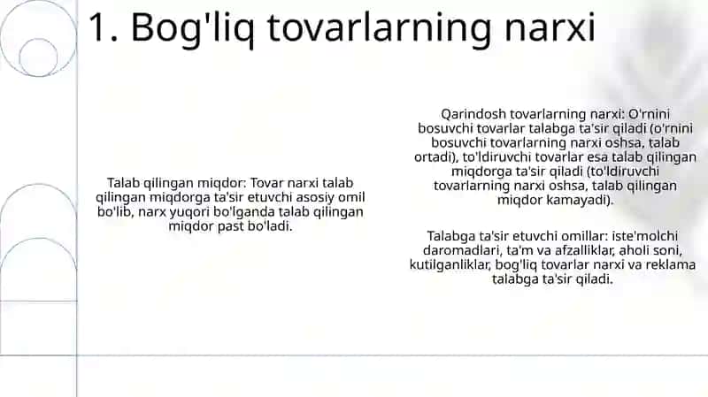 Talab va miqdorga ta'sir qiluvchi omillar 3