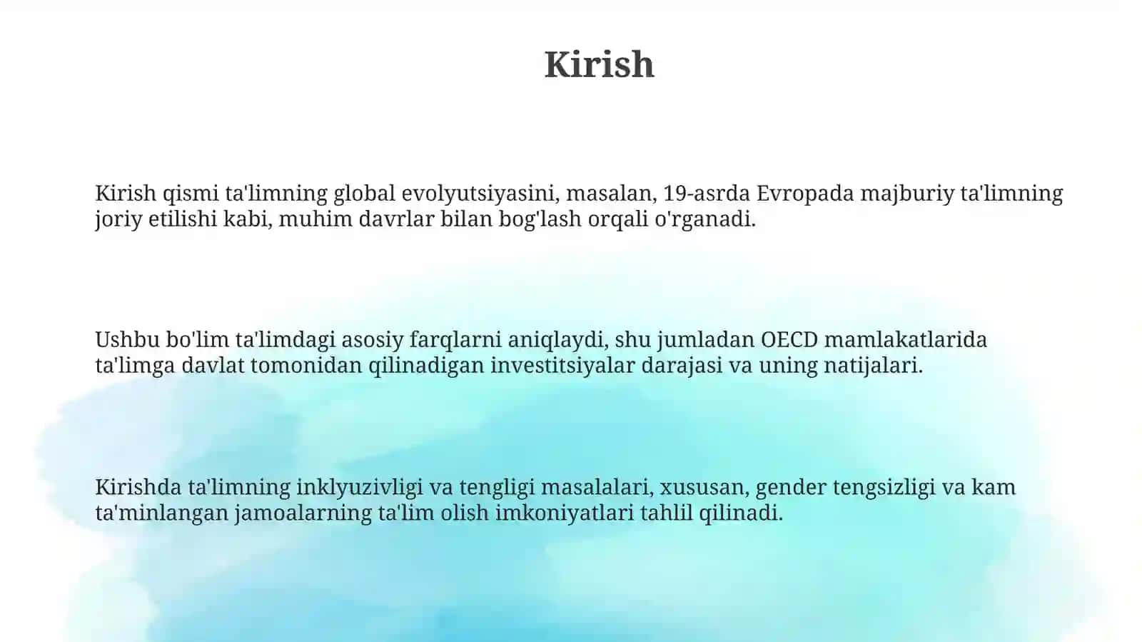 Dunyoda talim rivojlanishining qiyosiy tahlili 3