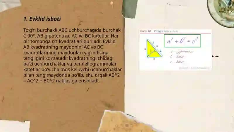 Pifagor teoremasining turli xil isbotlari 3