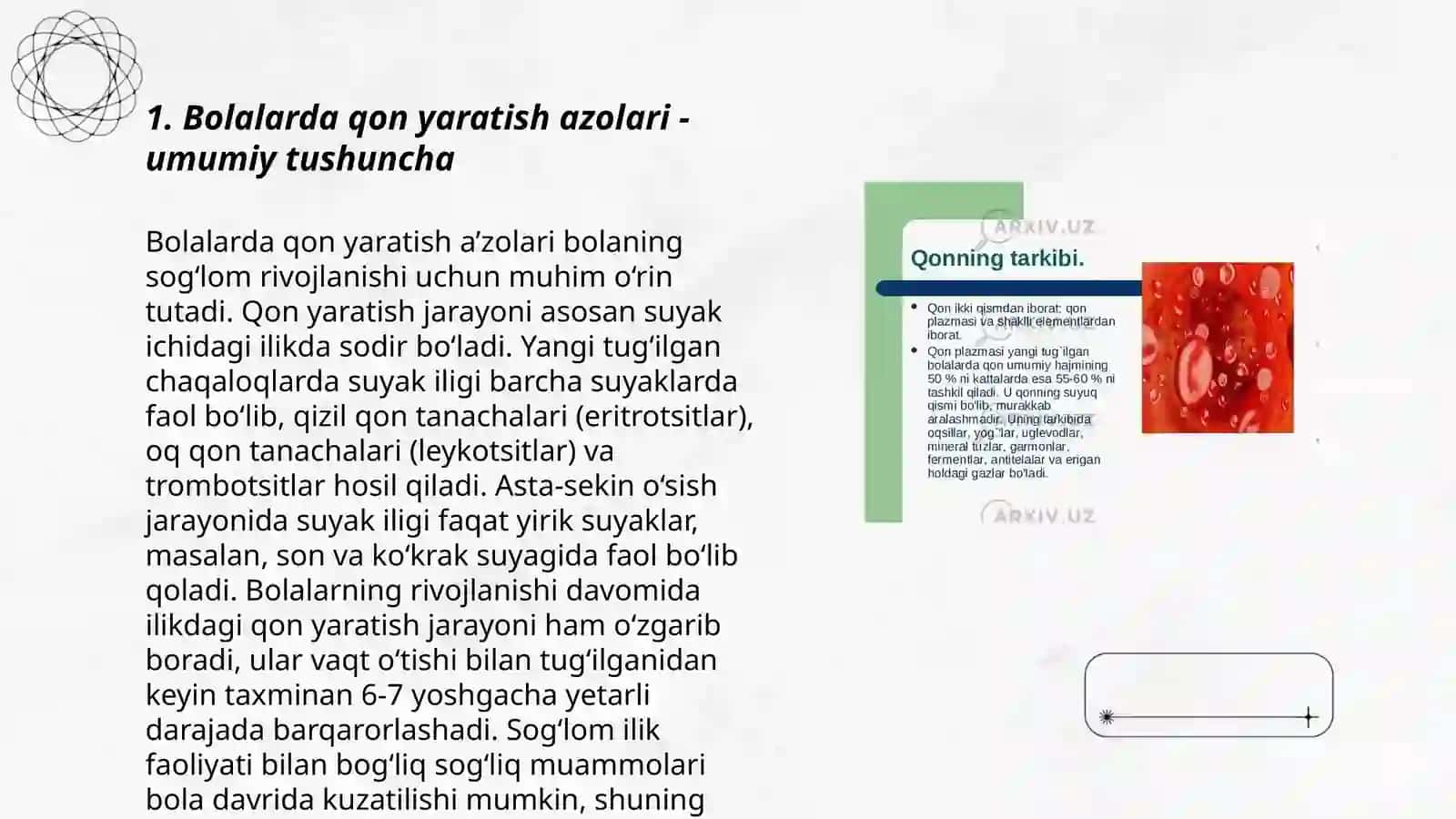 Bolalarda qon yaratish azolari anatoma-fizialogik xususiyatlari, tekshirish usullari 3