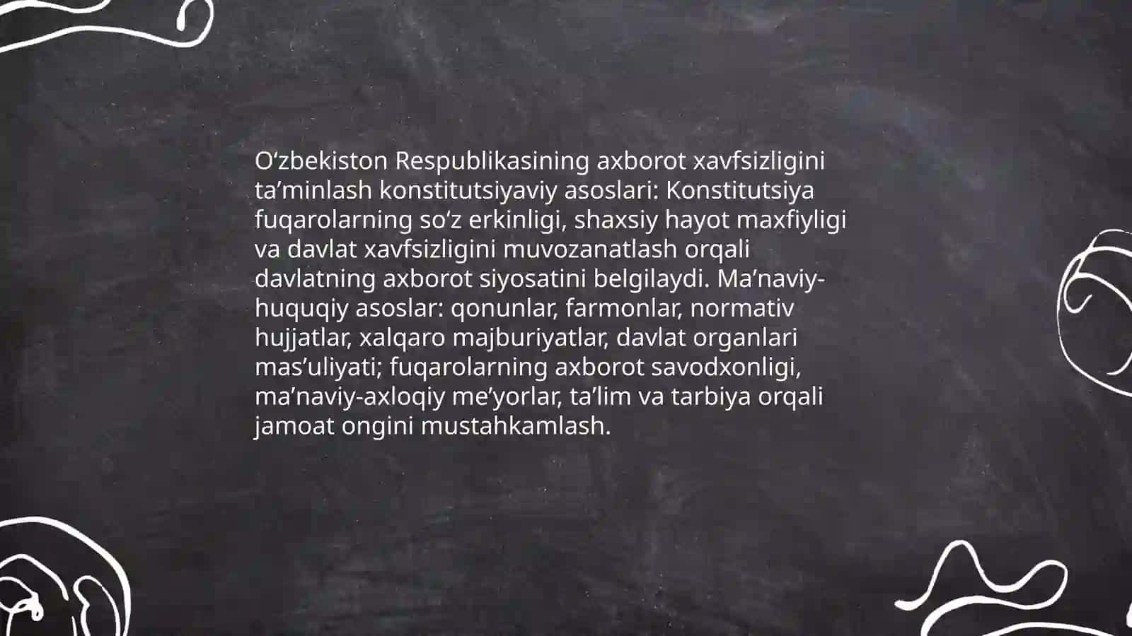 Oʻzbekiston axborot xavfsizligining maʼnaviy xuquqiy asoslari 3