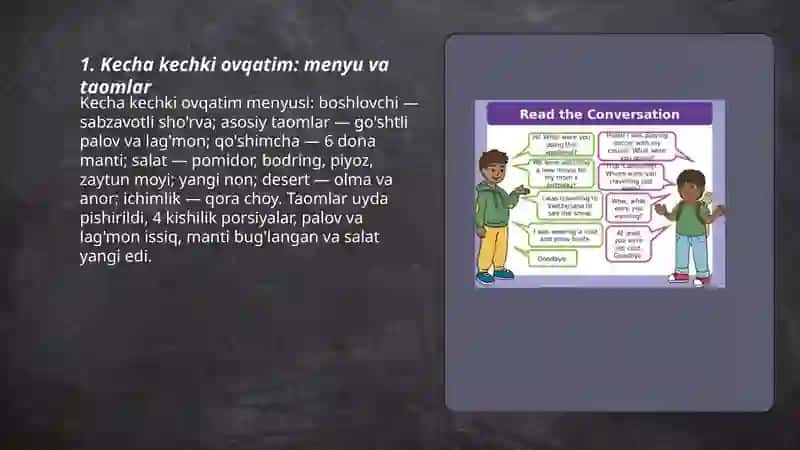 Kecha kechki ovqatim: menyu va taomlar 3