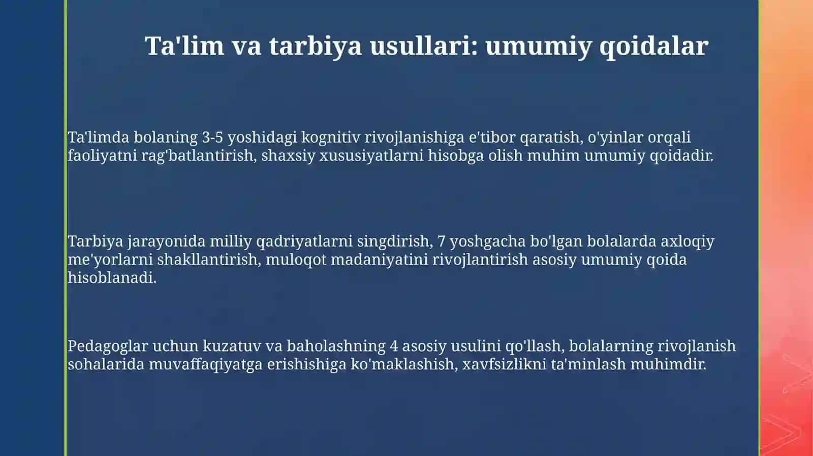 Maktabgacha ta’limda tarbiya berish usullari va tarbiyalari 3