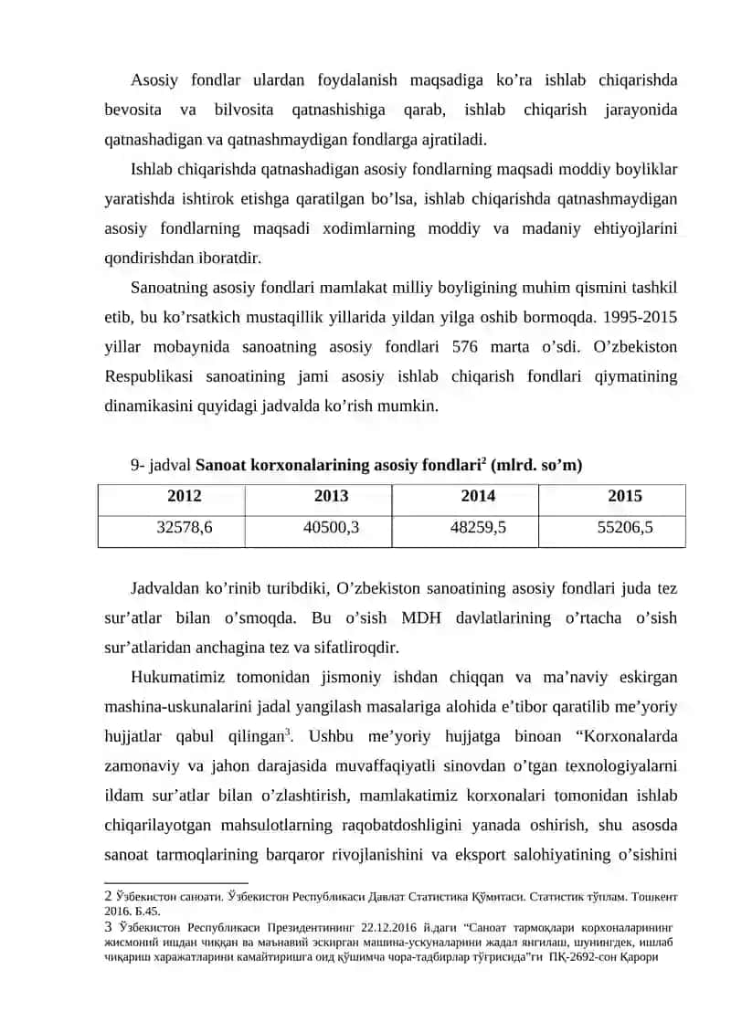 Sanoat korxonalarida asosiy ishlab chiqarish fondlari 3