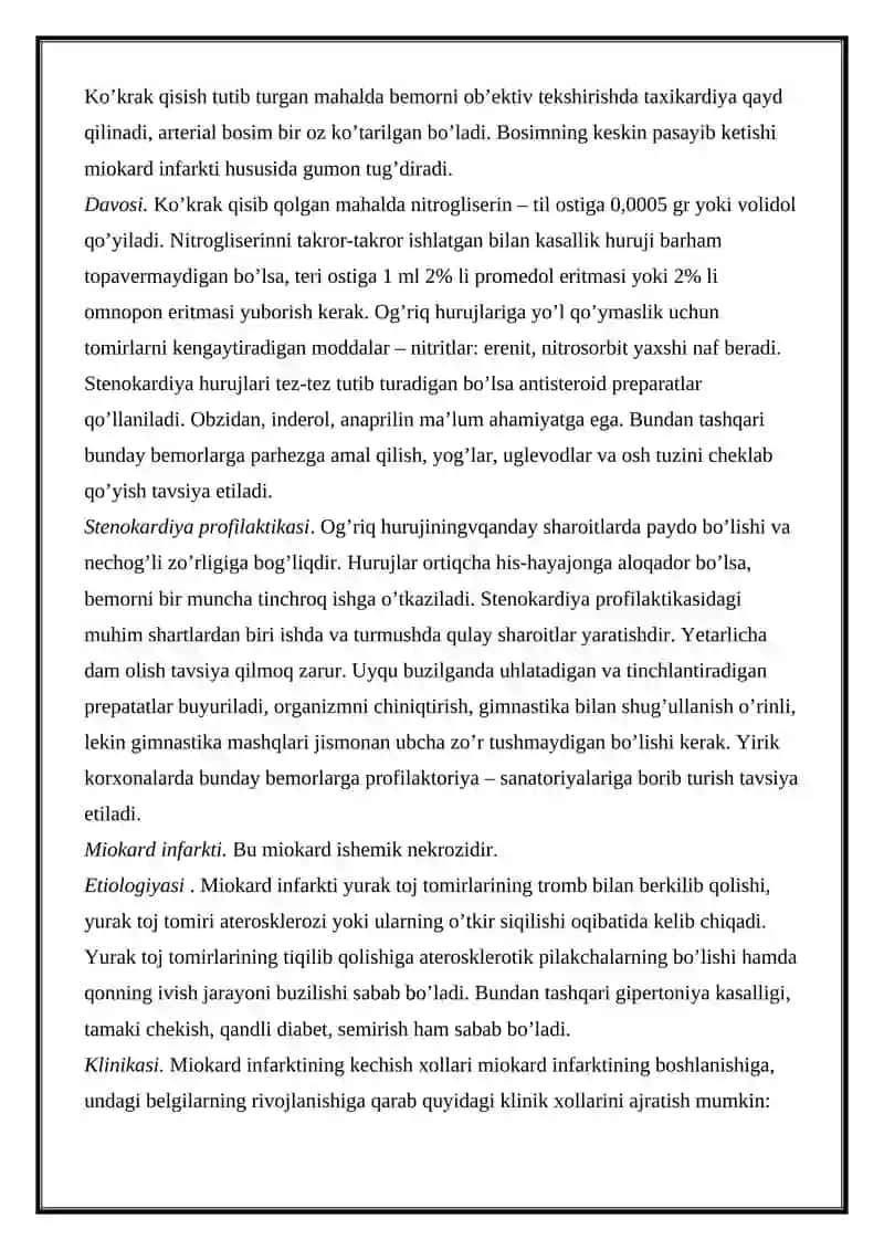 YURAK-QON TOMIR KASALLIKLARI BILAN OG'RIGAN BEMORLARNI PARVARISHI VA KUZATISH 3