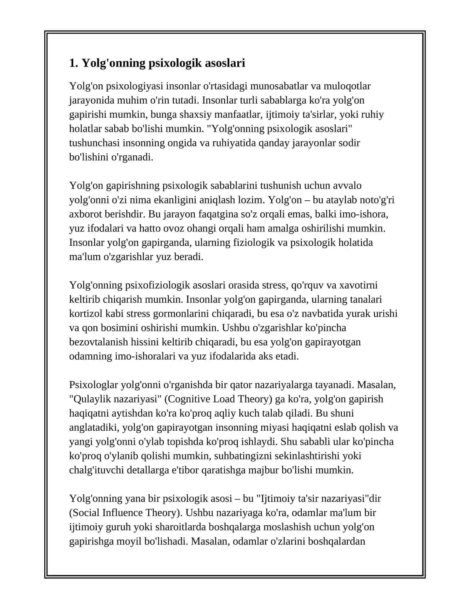 YOLG'ON PSIXOLOGIYASI VA UNI FOSH ETISH 3