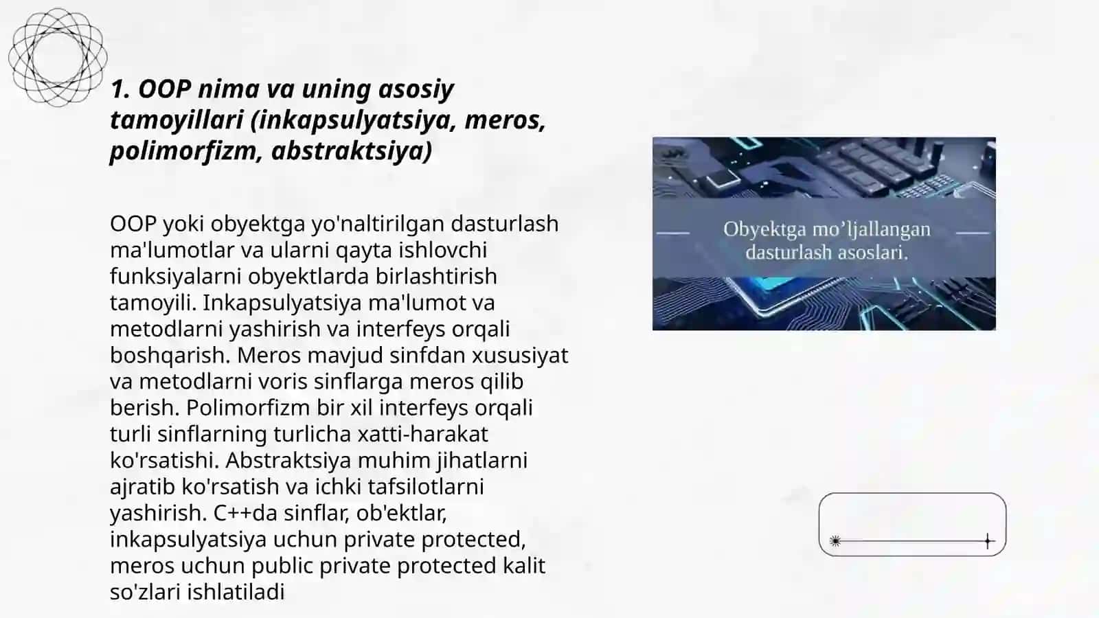 Obyektga yo'naltirilgan dasturlashga kirish C++ mavzusi 3