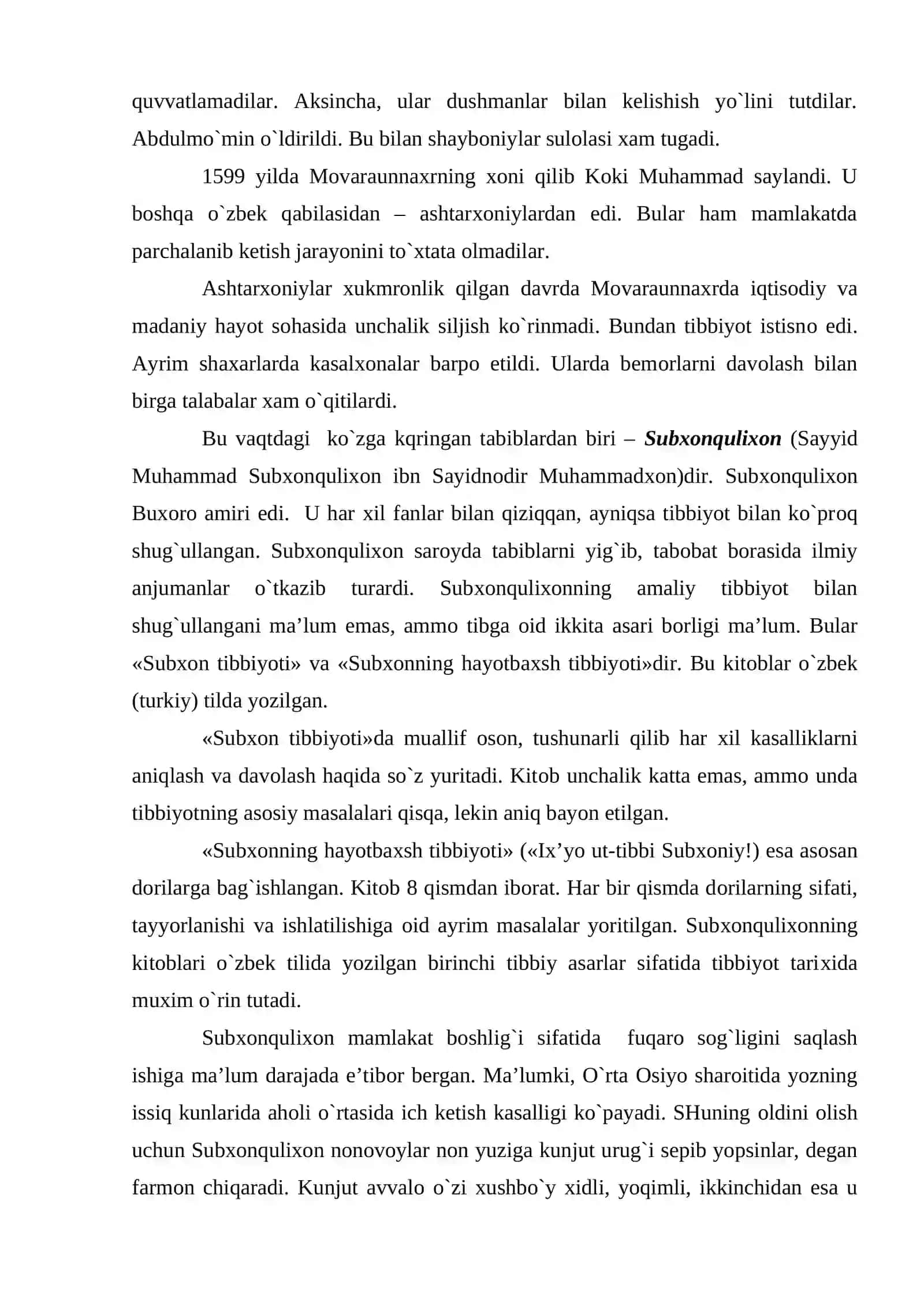 O`zbek хоnliklari davridagi tibbiyot 3