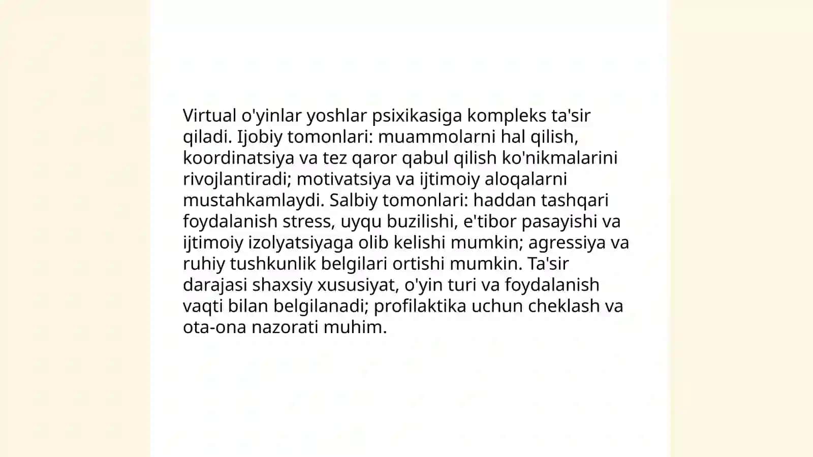 Virtual o'yinlarning yoshlar psixikasiga ta'siri 3