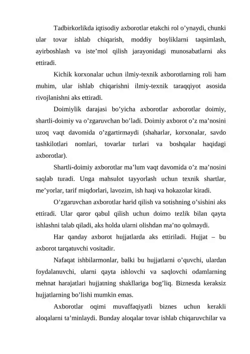 Kichik biznes va tadbirkorlik faoliyatini axborot bilan ta’minlash 3