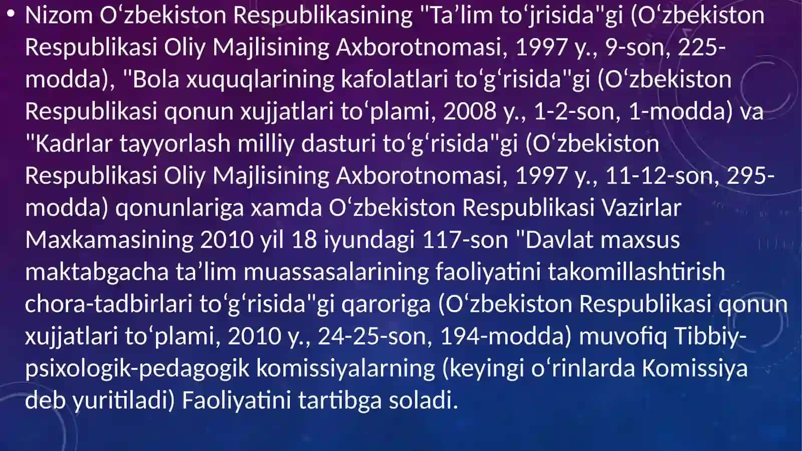 Tibbiy-psixologik-pedagogik komissiyalarning faoliyatini tartibga solish 3