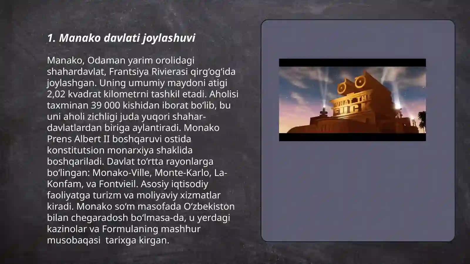 Manako davlatining joylashuvi, kapitali va iqtisodiy aloqalari 3