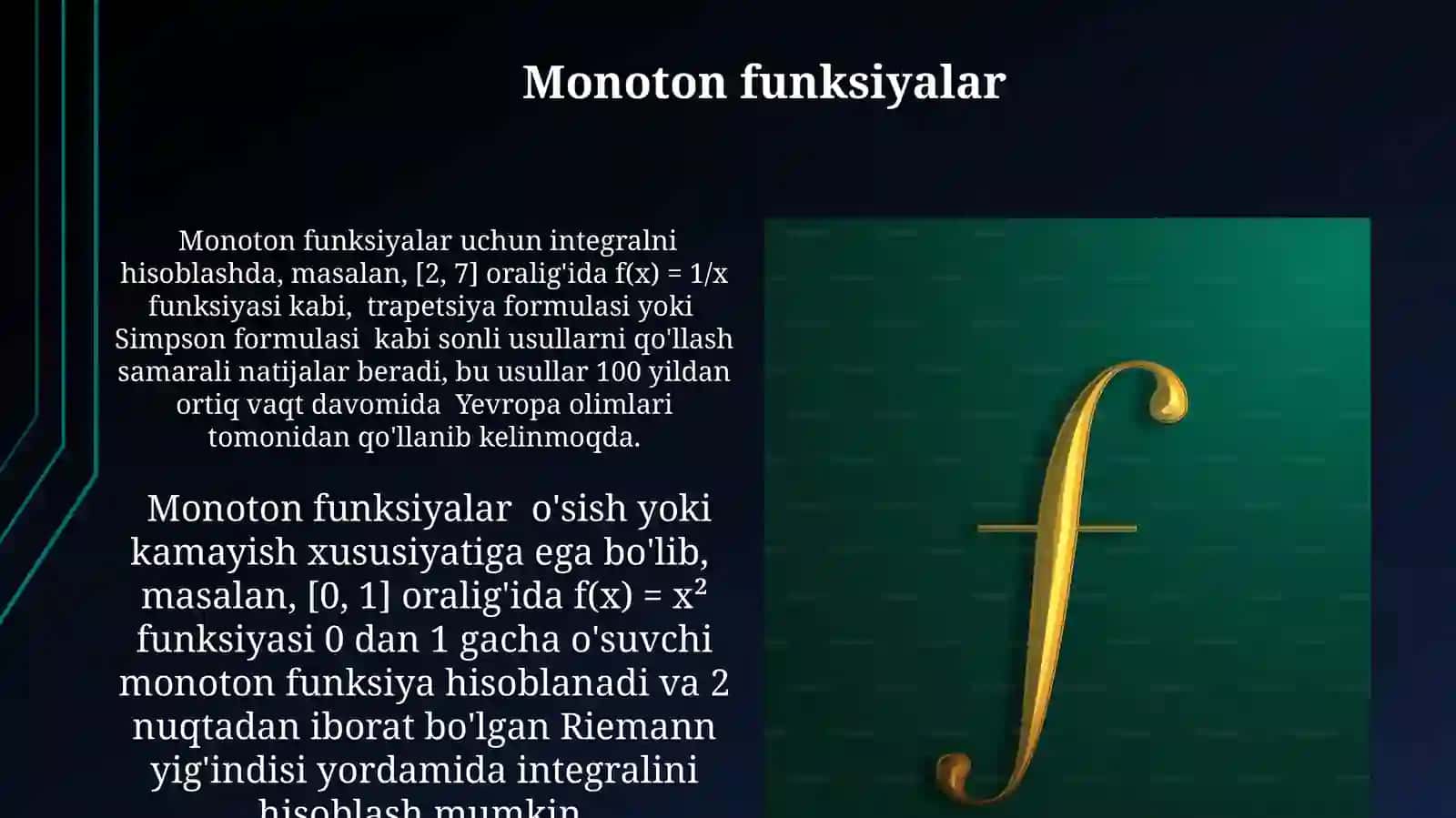 Aniq integralning mavjudligi va integrallanuvchi funktsiyalar sinfi 3