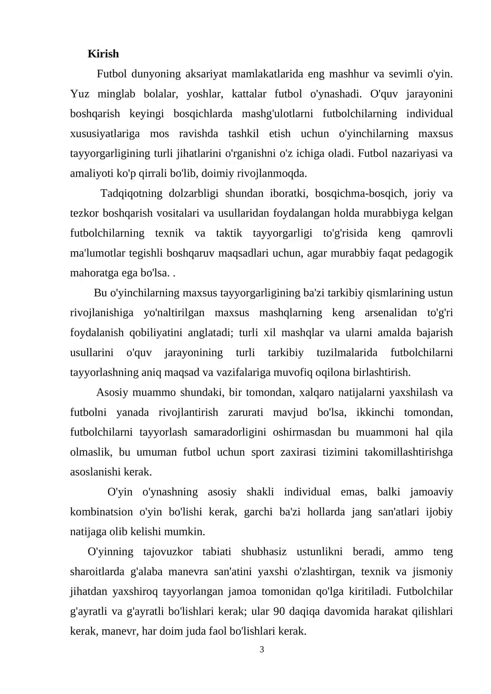 Futbol o'yinida hujum taktikasi kurs ishi 3