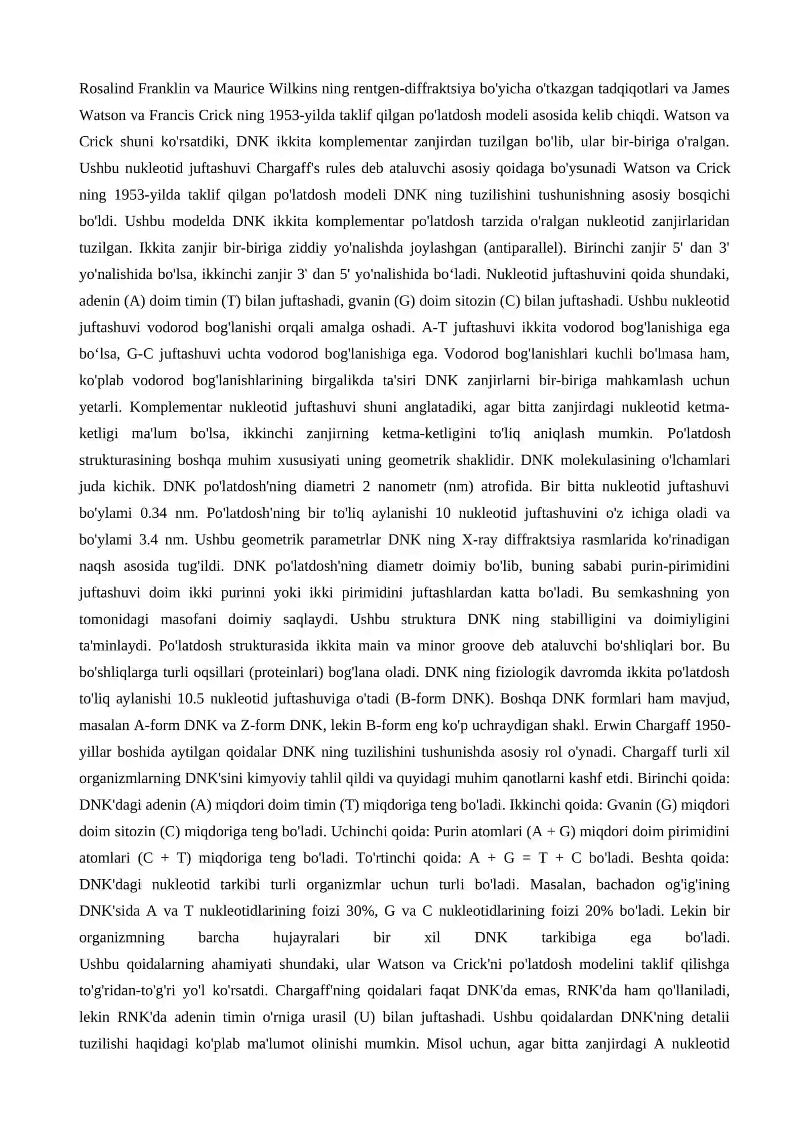 Bioinformatika  fanidan (dnk va rnk tuzulishi) 3