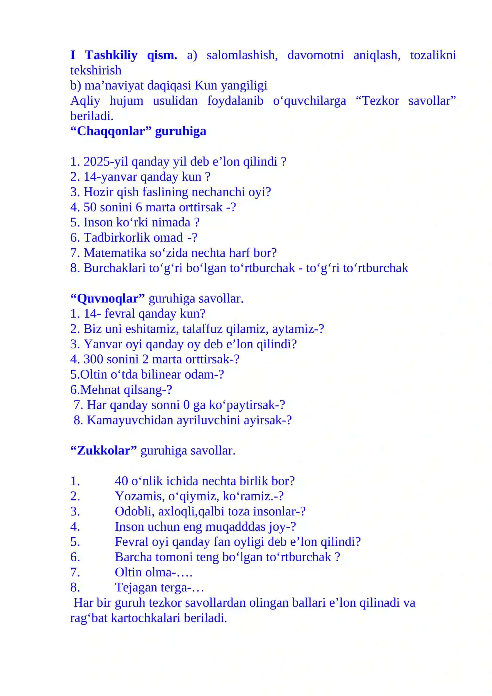 1-sinf matematika Ikki xonali amalli masalalar dars ishlanma 3