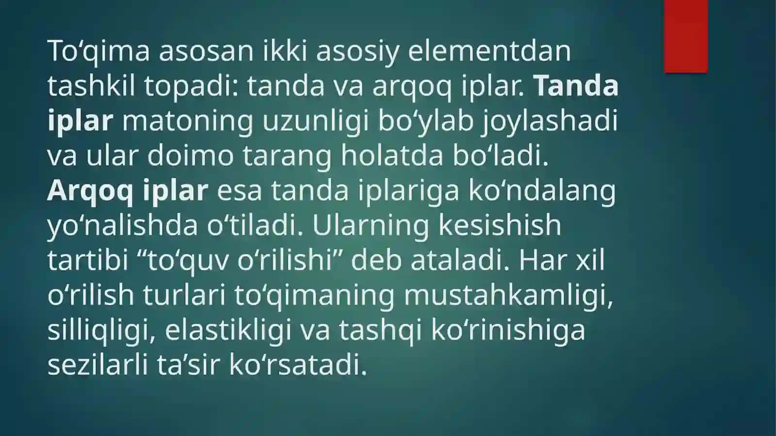 Toʻqima toʻgʻrisida asosiy tushunchalar 3