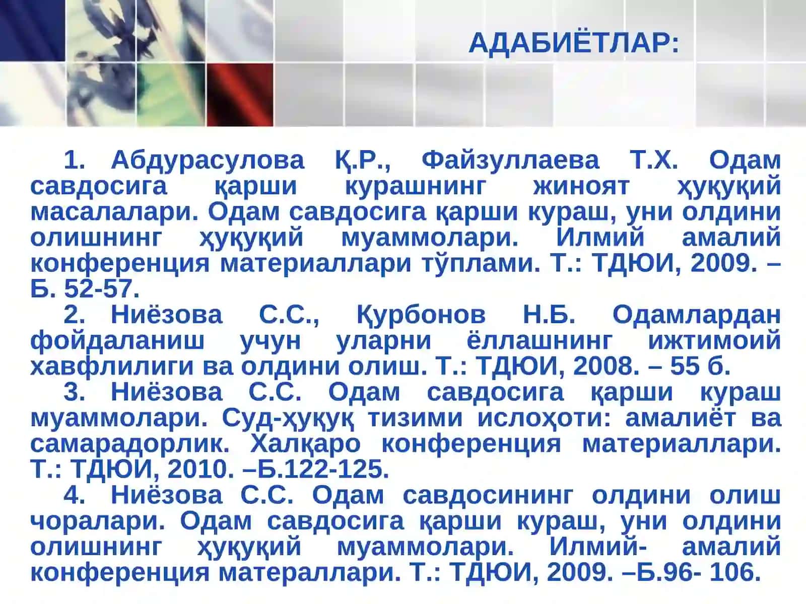 Одам савдосига қарши курашнинг жиноят ҳуқуқий масалалари 3