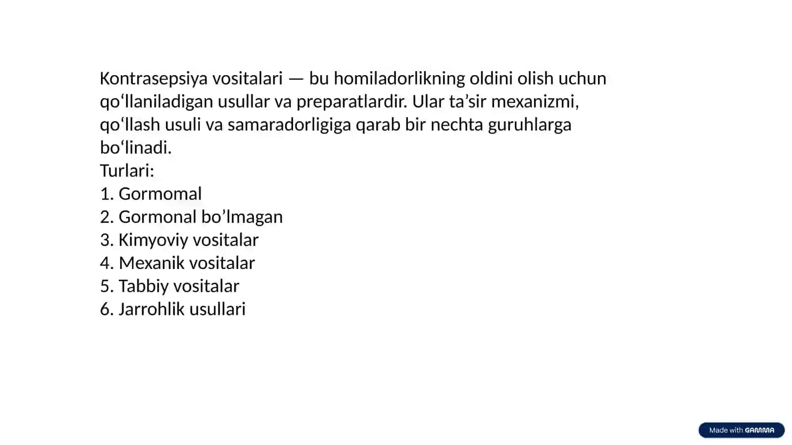 Kontrasepsiya vositalari. Probiotik va prebiotiklar 3