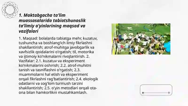 Maktabgacha ta'lim muassasalarida tabiatshunoslikka oid taʼlimiy oʻyinlarni tashkil etish 3