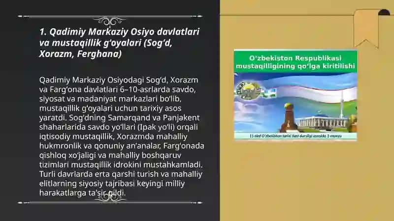 Oʻzbekistonning mustaqillik gʻoyalarining tarixiy asoslari 3
