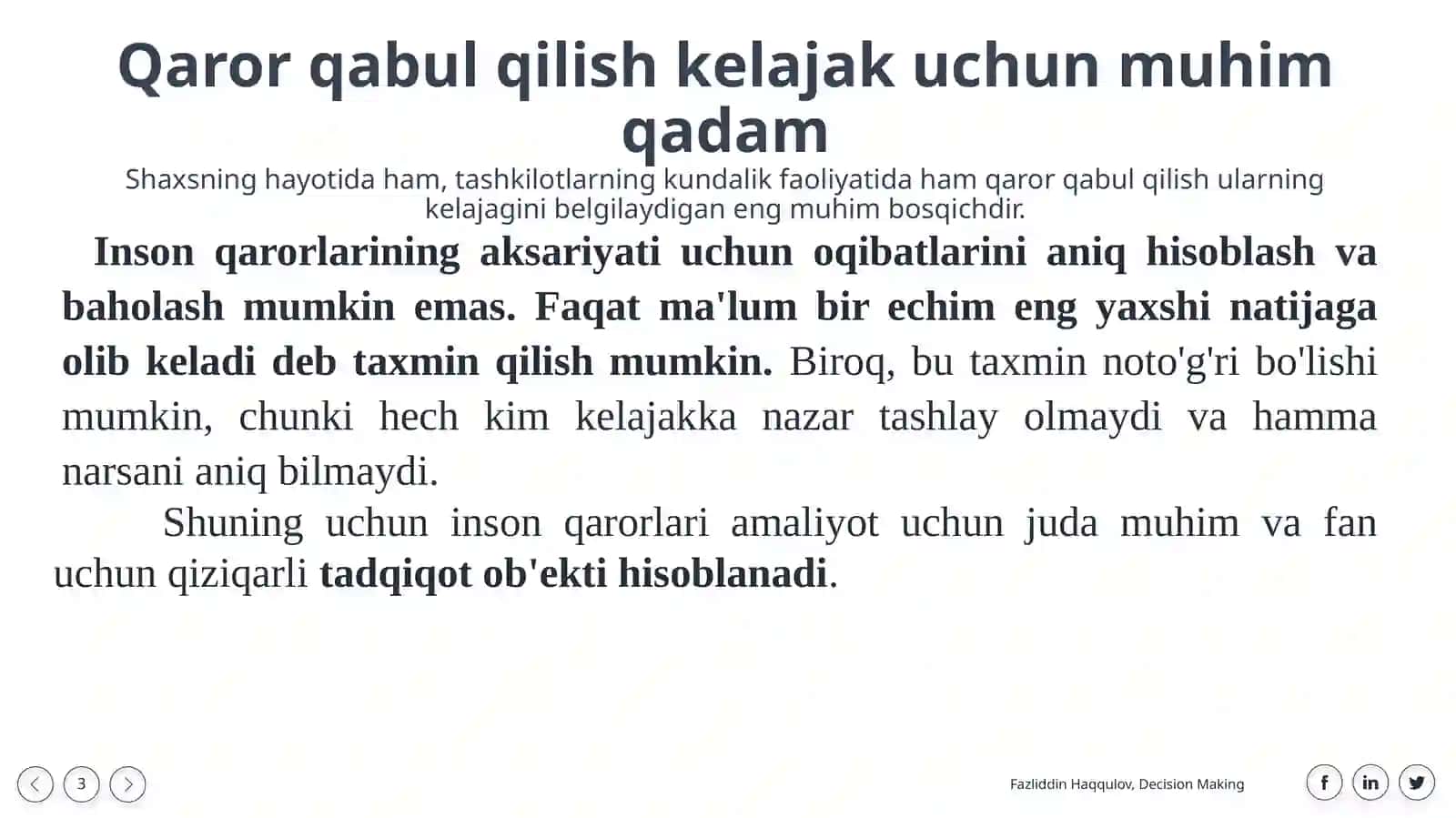 Qaror qabul qilish 3
