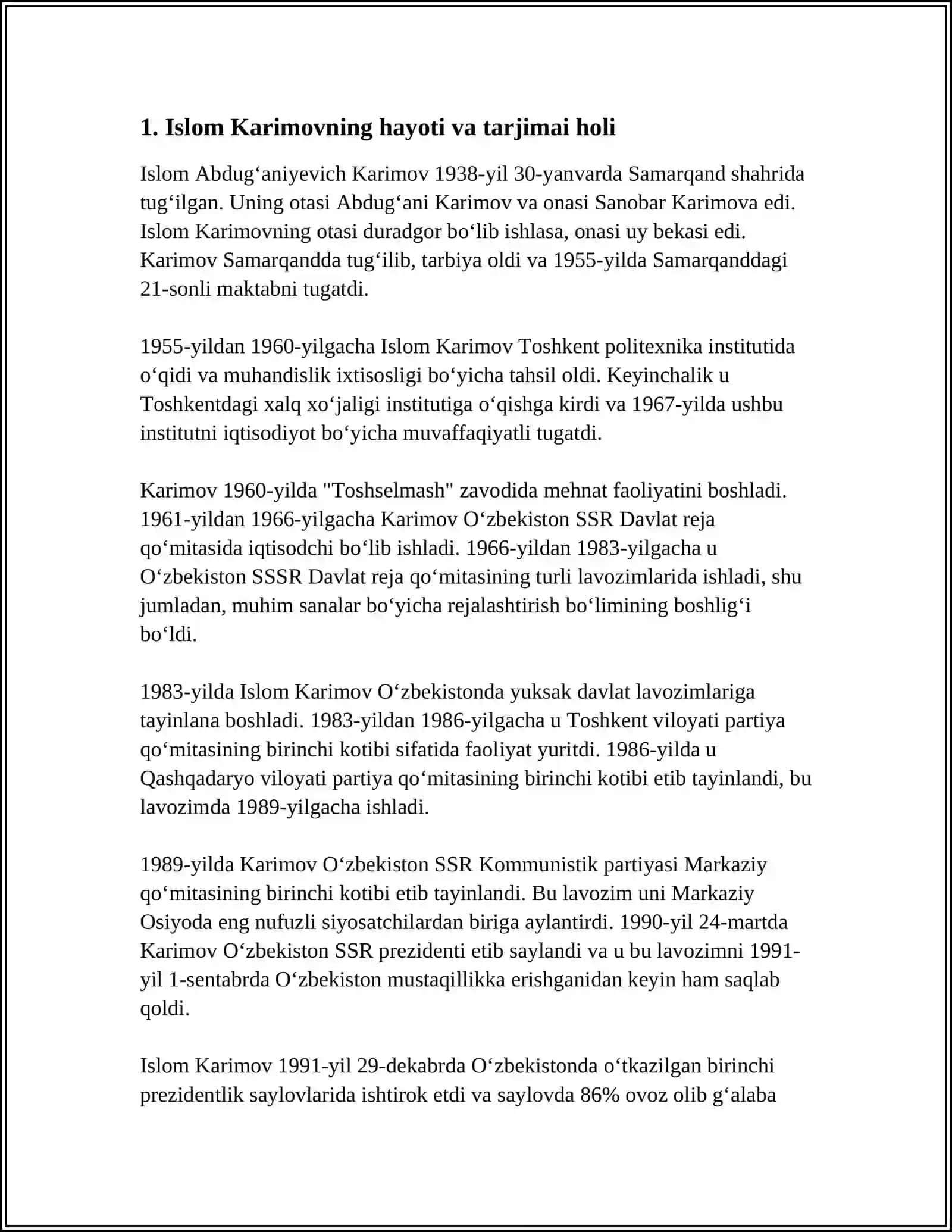 ISLOM KARIMOV BIRINCHI PREZIDENT 3