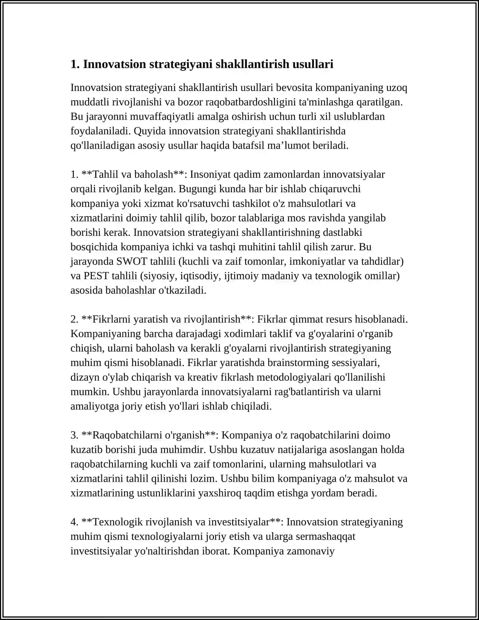 INAVATSION STRATEGIYALARNI ISHLAB CHIQARISH YOLLARI 3