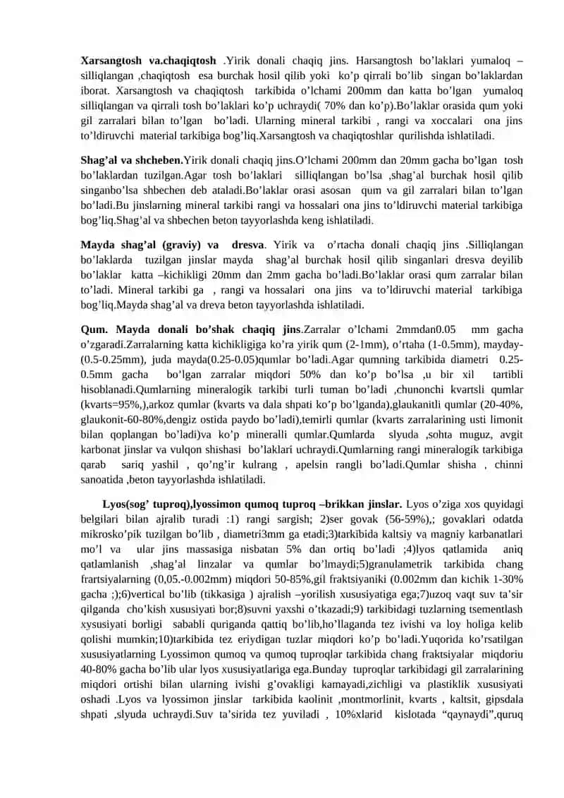 Turli tipdagi tog’ jinslarini o’rganish 3