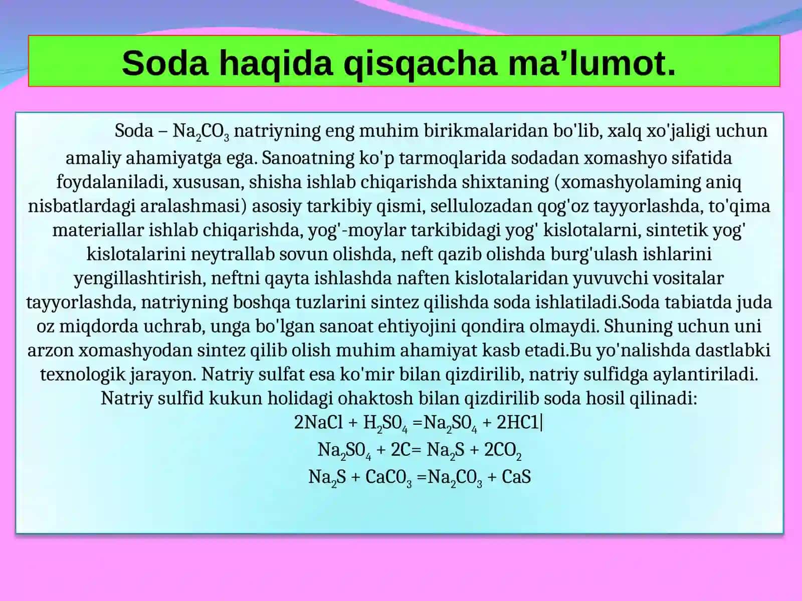 Soda ishlab chiqarish. 3