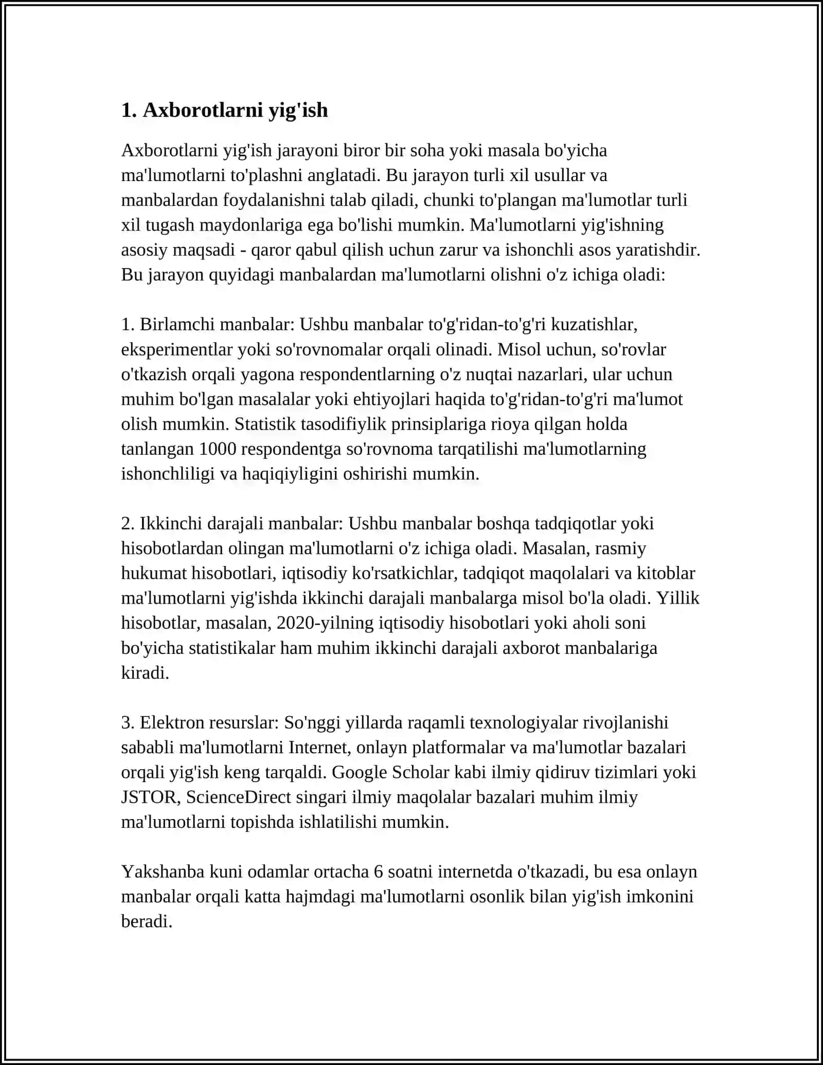 MA'LUMOTLARNI IFODALASH BOSQICHLARI. MA'LUMOTLAR TOIFALARI 3