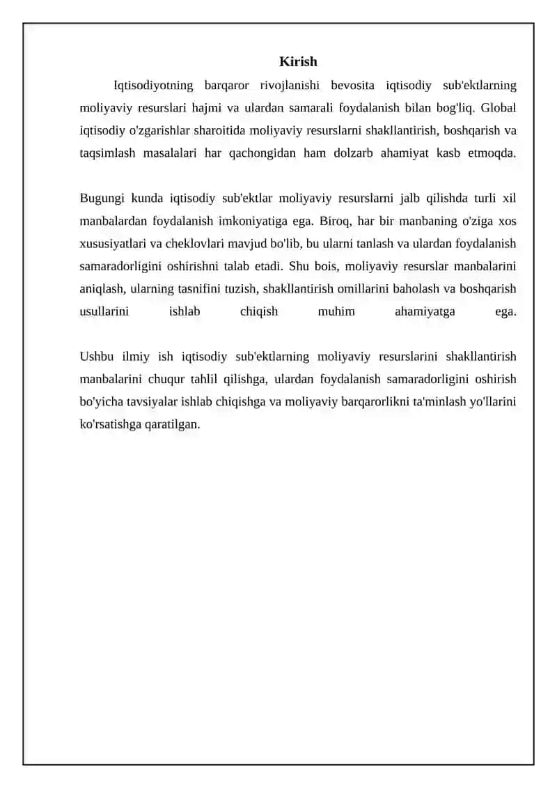 Iqtisodiy sub'ektlarning moliyaviy resurslari: Ta'rif va turlari 3