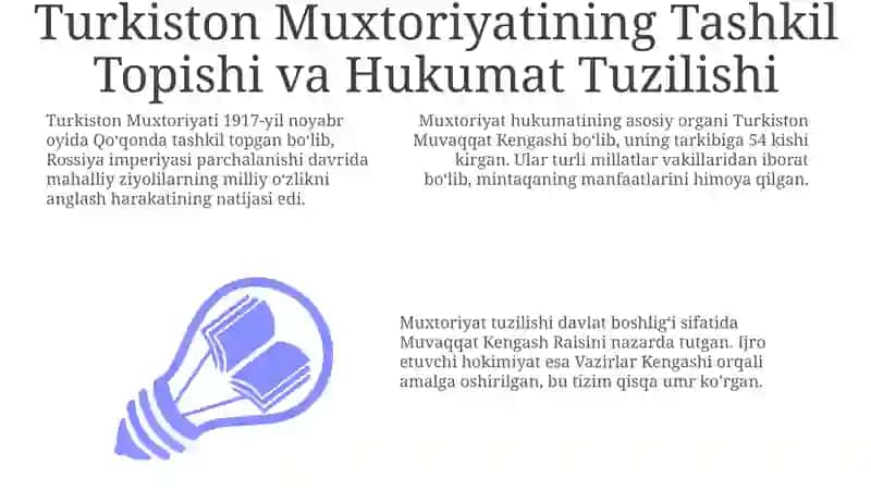 Turkiston muxtoryatining tashkil topishi va boshqaruv tuzumi 3