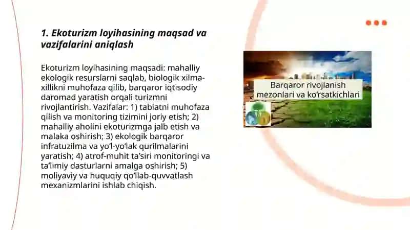 Barqaror rivojlanish loyihasini ishlab chiqish (eko-turizm) 3