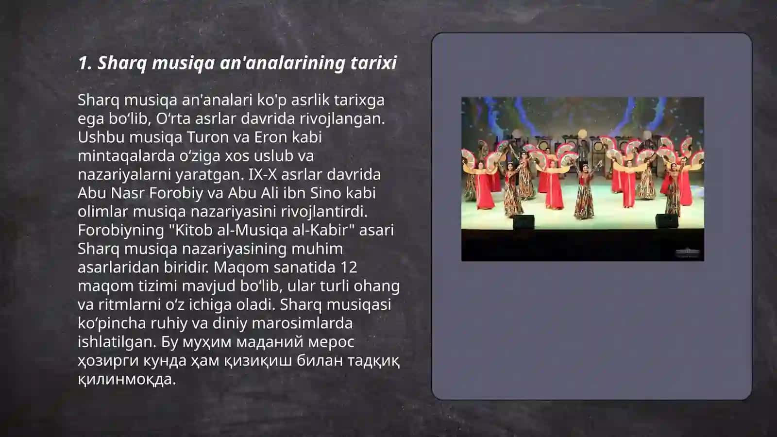 Sharq mamlakatlari musiqasi va madaniyatini yoritib berish 3