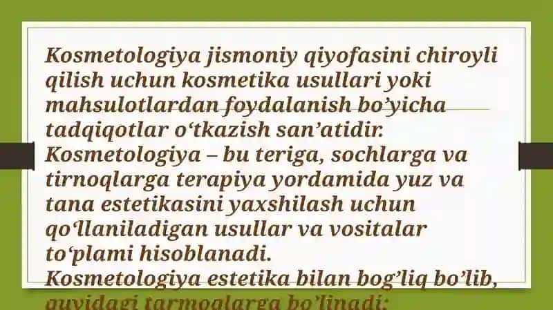Kosmetologik davolash vositalari 3