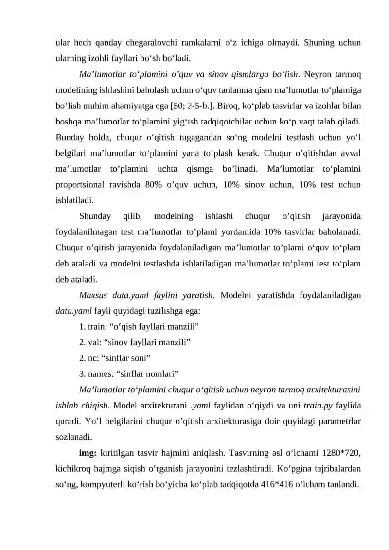 Tasvirlardan yo‘l belgilarini tanib olishning neyron tarmoq modelini ishlab chiqish 3