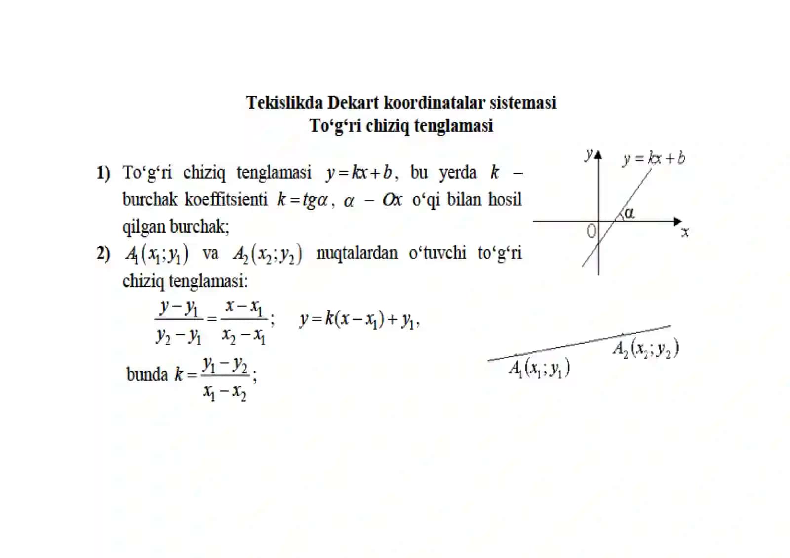 To'g'ri chiziqning tekislikdagi joylashuvi 3