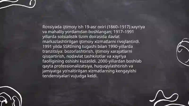 Rossiyada ijtimoiy ishning rivojlanishidagi asosiy tendensiyalar 3
