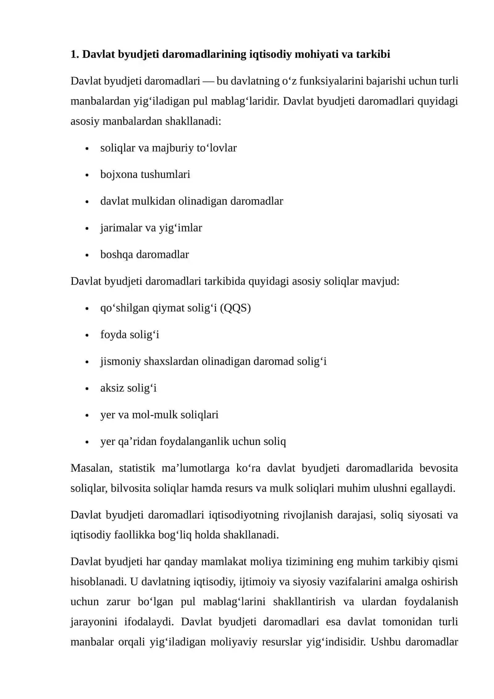 Davlat Byudjeti Daromadlari Tarkibida Soliqlarning Tutgan O‘rni va Ahamiyati 3