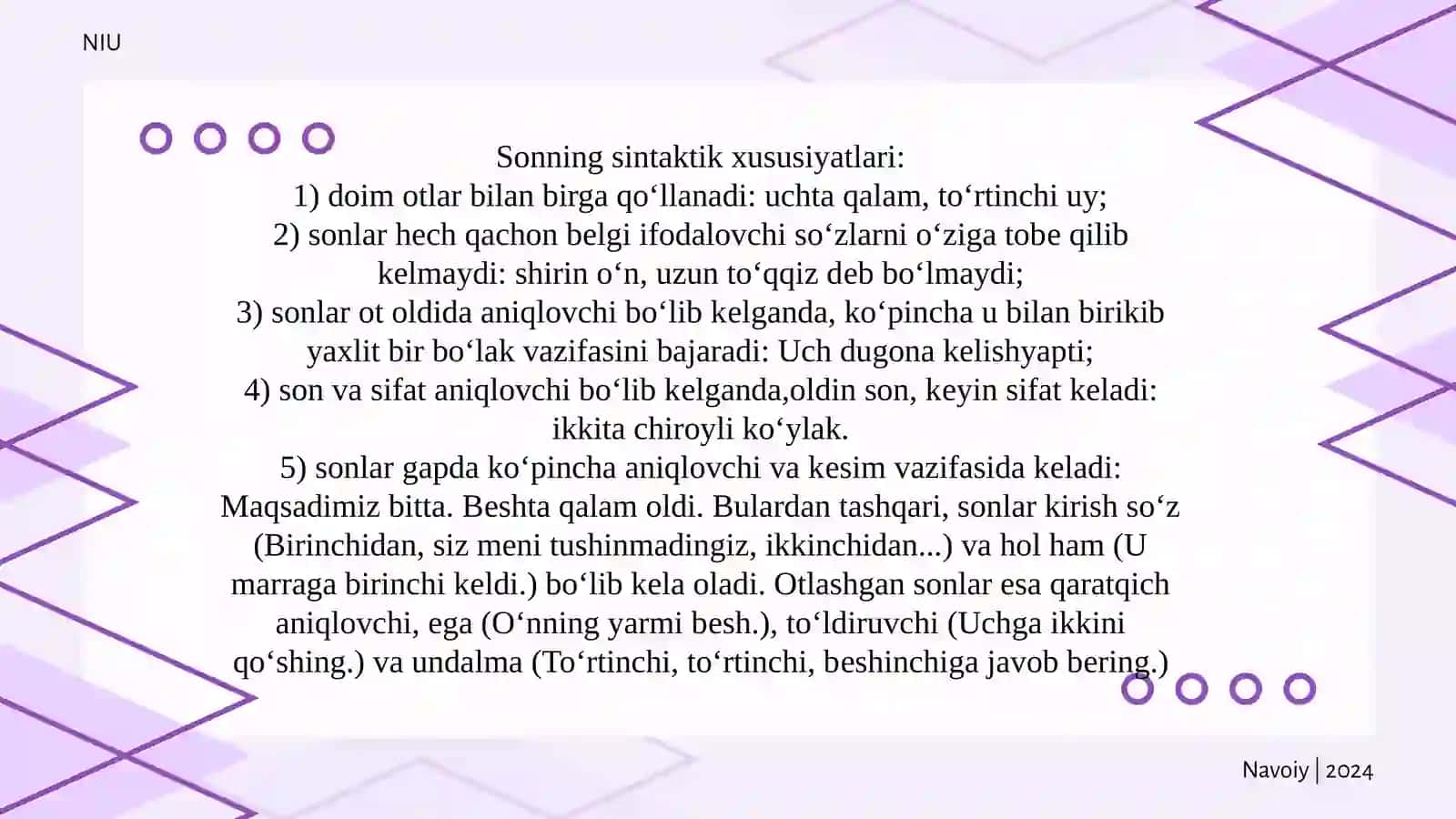 Sonning ma'noturlari. Hisob so'zlar 3