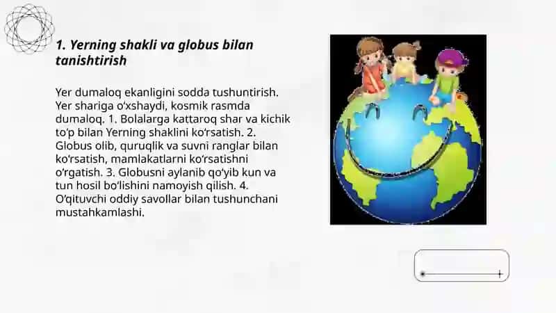 Yerning shakli va globus bilan tanishtirish 3