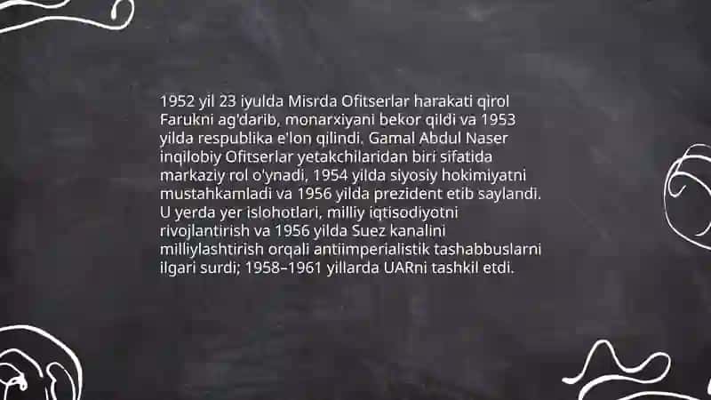 Arab davlatlarida milliy ozodlik harakatlari(1946-1969) 3