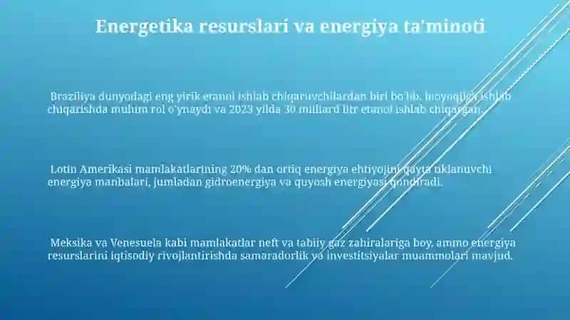 Lotin Amerikasining tabiiy resurslari va uning iqtisodiy rivojgʻanishga tasiritasiri 3