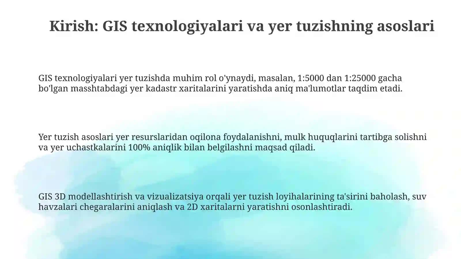 GIS texnologiyalari va yer tuzishning asoslari 3